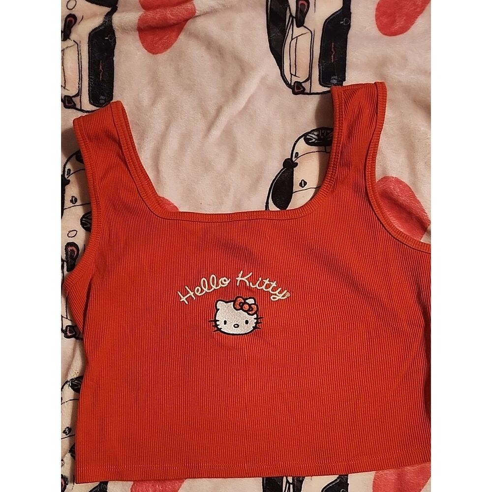 Hello Kitty Red Ribbed Crop Tank Top for Adults (Part Of Pajama Set)